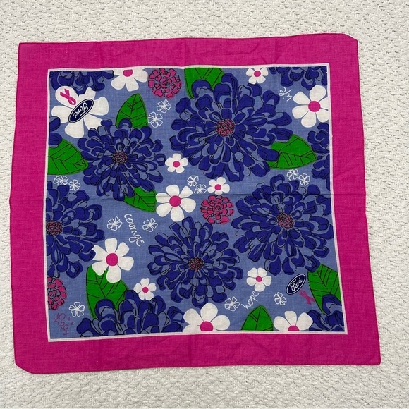 LILLY PULITZER x FORD Breast Cancer Awareness Cotton Square Scarf - Picture 1 of 8